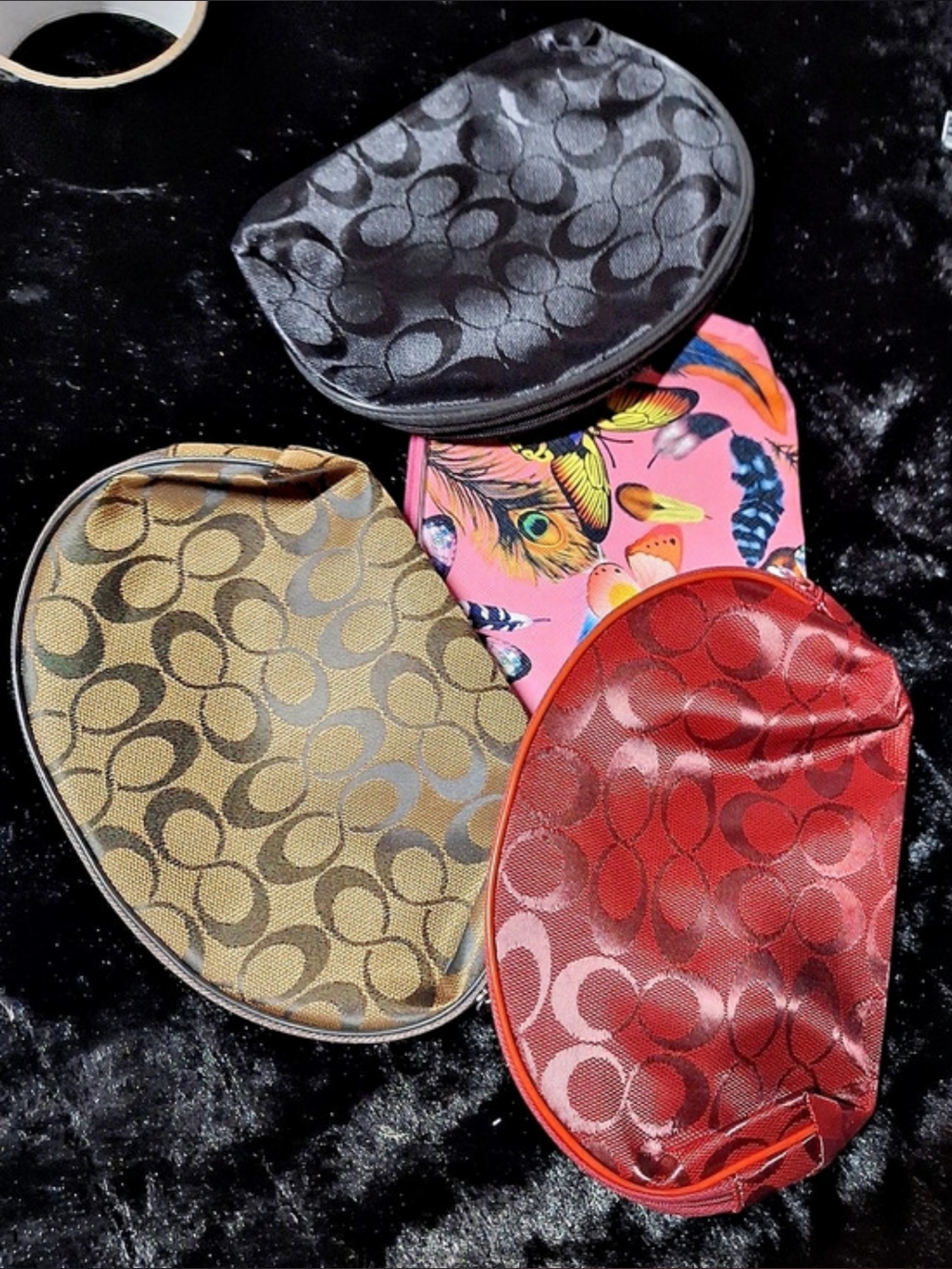 Cosmetic Pouch Set in Brown & Black